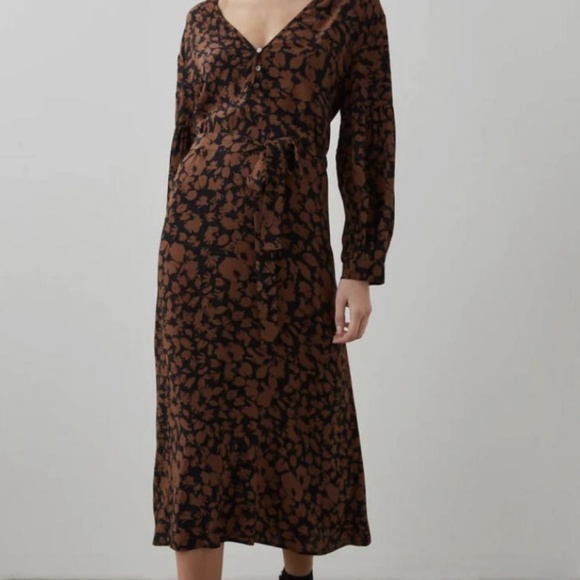 RAILS Fabian Midi Dress, Floral Print, Black & Brown,  XS - Picture 5 of 5